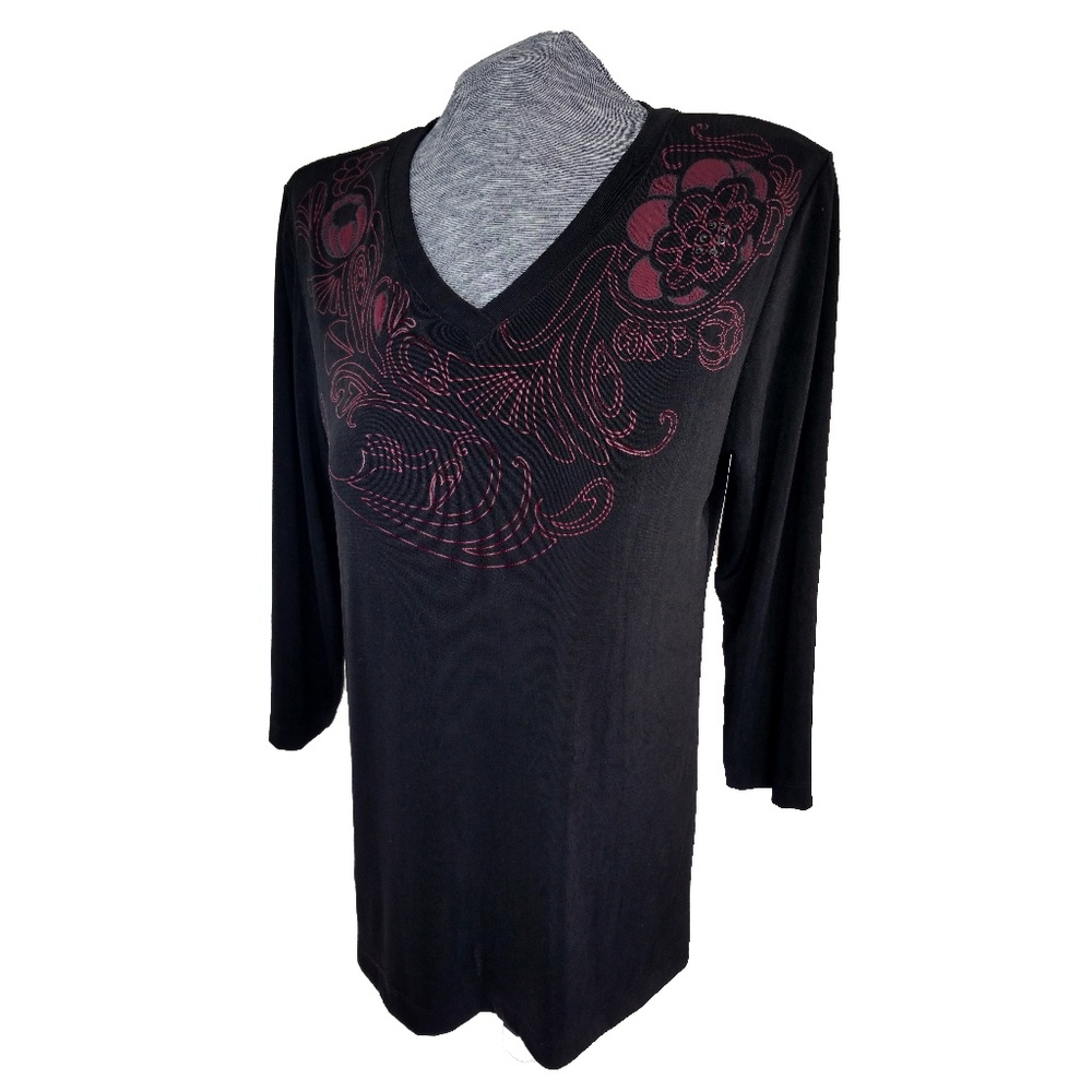 Chicos Travelers 2 Long Sleeve Blouse V-neck L/12